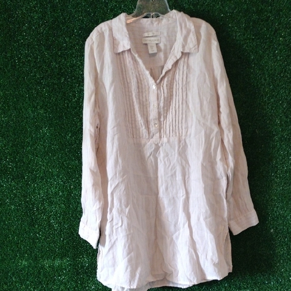 Cynthia Rowley Yellow Striped 100% Linen Top